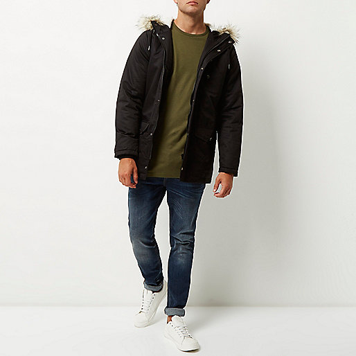 river island summer sale 2022,jacques-vertuk Ireland Black faux fur trim padded parka men 295110