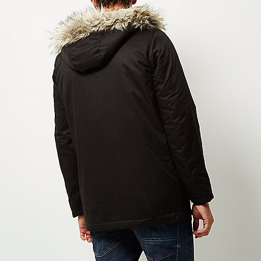 river island summer sale 2022,jacques-vertuk Ireland Black faux fur trim padded parka men 295110