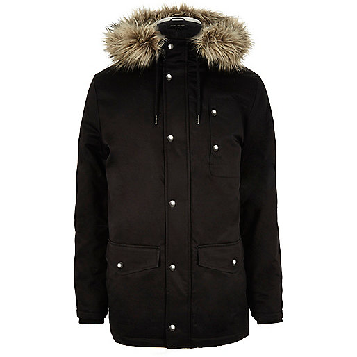 river island summer sale 2022,jacques-vertuk Ireland Black faux fur trim padded parka men 295110