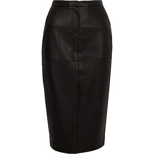 river island leopard print boots,Womens Clothes Sale jacques-vertuk Black faux leather high waisted pencil skirt Midi Skirts Skirts women