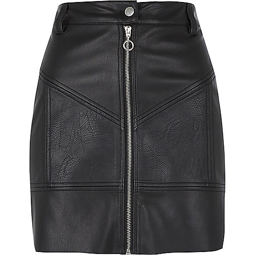 river island shoes,jacques-vertuk South Africa Black faux leather zip biker mini skirt women 702190