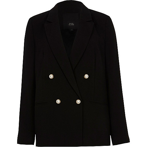 jacques-vertuk Black faux pearl double breasted blazer 709591 women Coats / Jackets Blazers