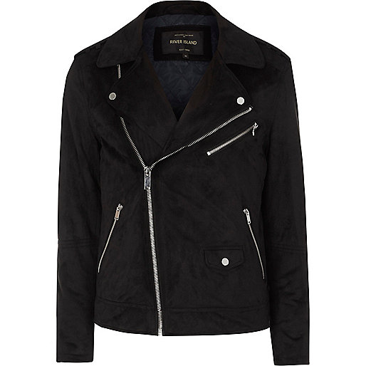 jacques-vertuk Black faux suede biker jacket 301856 men Coats / Jackets Jackets