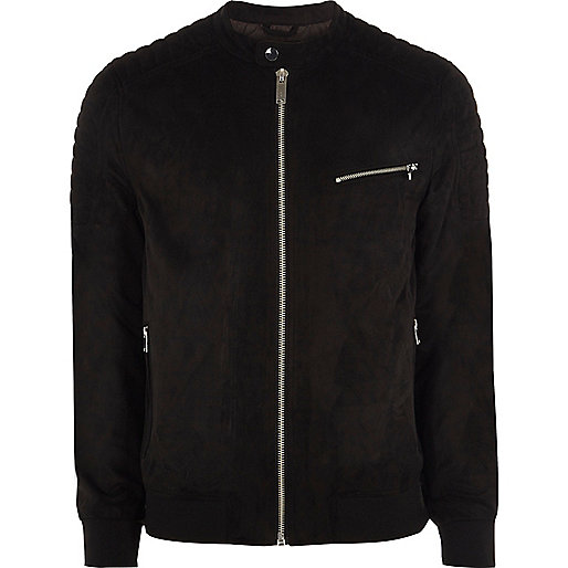 jacques-vertuk Black faux suede racer jacket 303078 men Coats / Jackets Jackets