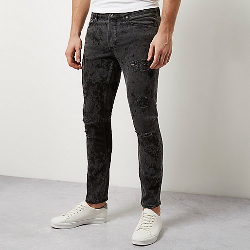 river island about you,jacques-vertuk Shop Black firework effect Sid skinny jeans men 298942