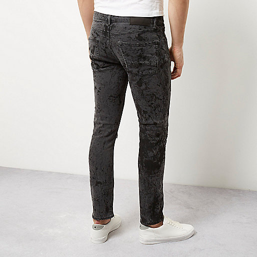 river island about you,jacques-vertuk Shop Black firework effect Sid skinny jeans men 298942