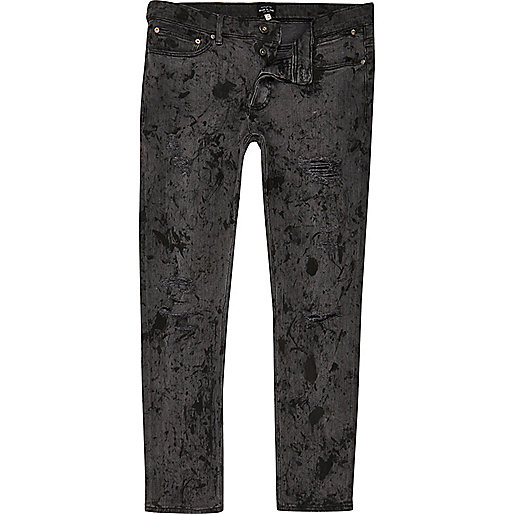 river island about you,jacques-vertuk Shop Black firework effect Sid skinny jeans men 298942