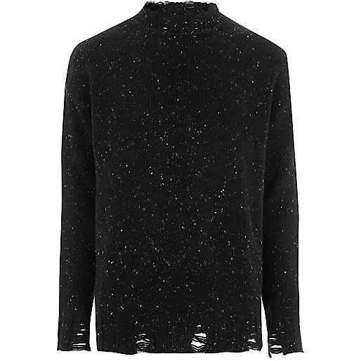 jacques-vertuk Black flecked knit high neck sweater 302729 men Jumpers / Cardigans Jumpers