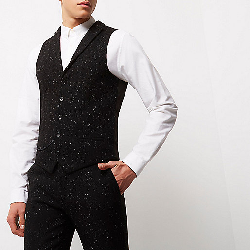 jacques-vertuk Black flecked slim fit vest 298655 men Suits