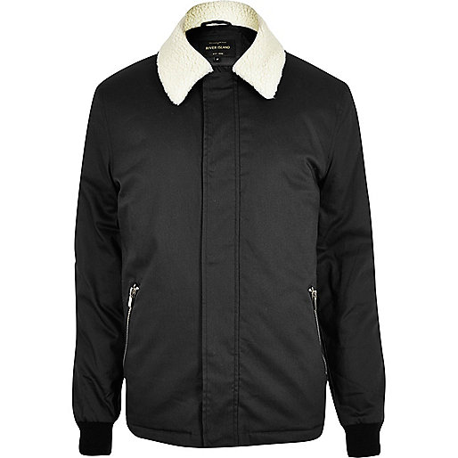 jacques-vertuk Black fleece collar harrington jacket 295043 men Coats / Jackets