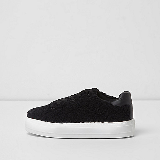 jacques-vertuk Black fleece lace-up sneakers 703495 women Shoes / Boots Plimsolls / Trainers