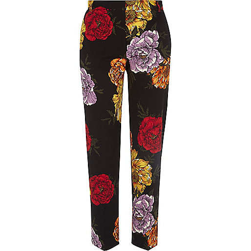 jacques-vertuk Black floral cropped slim fit pants 703963 women Trousers