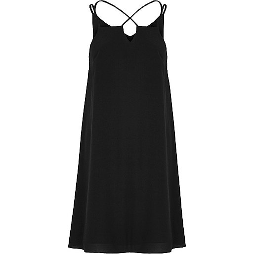 jacques-vertuk Black floral cross strap slip dress 707169 women Dresses Slip / Cami Dresses