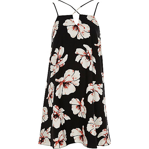 jacques-vertuk Black floral cross strap slip dress 709183 women Dresses Slip / Cami Dresses