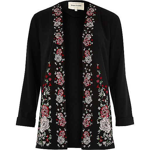 ladies coats in river island,jacques-vertuk UK Black floral embroidered duster coat women 694987