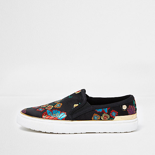 river island leather blazer,jacques-vertuk South Africa Black floral embroidered slip on plimsolls women 706770