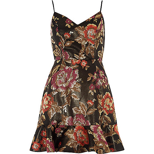 jacques-vertuk Black floral jacquard cami mini dress 701495 women Dresses