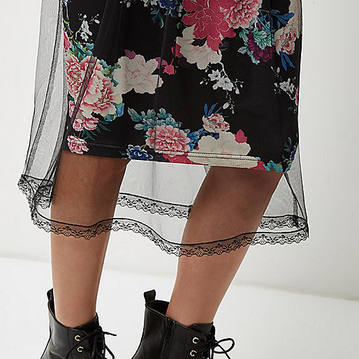 river island luxe edition,jacques-vertuk Online Shopping Ireland Black floral mesh midi skirt Skirts Sale women