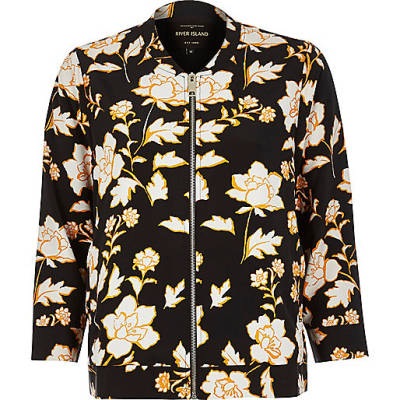 river island blue smock dress,jacques-vertuk UK Sale Black floral print bomber jacket women 685840