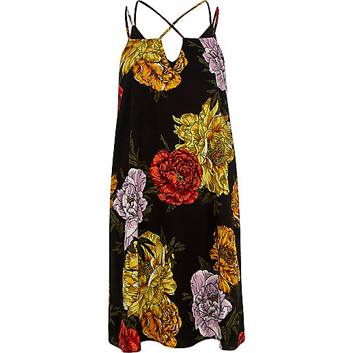 black ruched dress river island,jacques-vertuk Old Stock Dresses Black floral print cross strap slip dress Vacation Shop Sale women