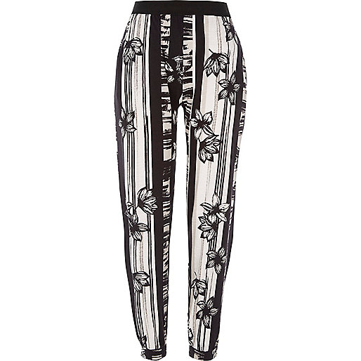 river island westfield,jacques-vertuk Ireland Black floral print jersey slub joggers women 704837