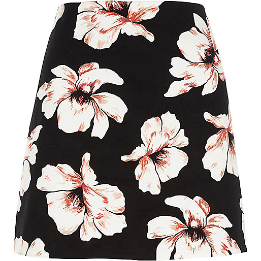 river island black bag,jacques-vertuk UK Black floral print mini skirt women 708599