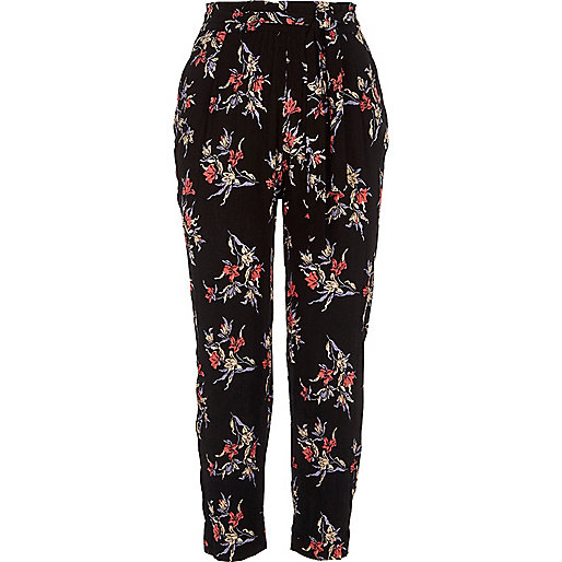 river island baggy jeans,jacques-vertuk South Africa Black floral print tapered pants women 703177