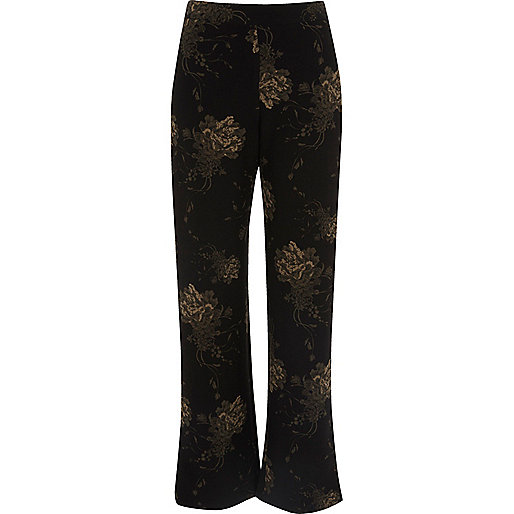 river island bags yellow,jacques-vertuk In Store Black floral print wide leg pants Pants Sale women