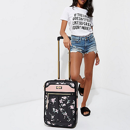 river island slouch shoulder bag,jacques-vertuk Uk Jeans Black floral print zip front weekend bag Suitcases Bags / Purses women