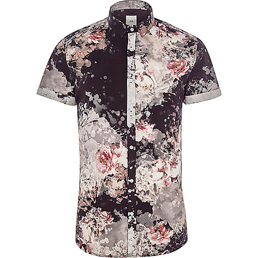 river island spot midi dress,jacques-vertuk Sale Black floral slim fit short sleeve shirt men 303575