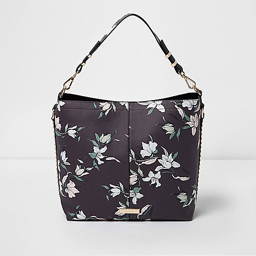 river island jackets leather,Island River Shop Black floral studded underarm slouch bag Shoulder Bags Bags / Purses women