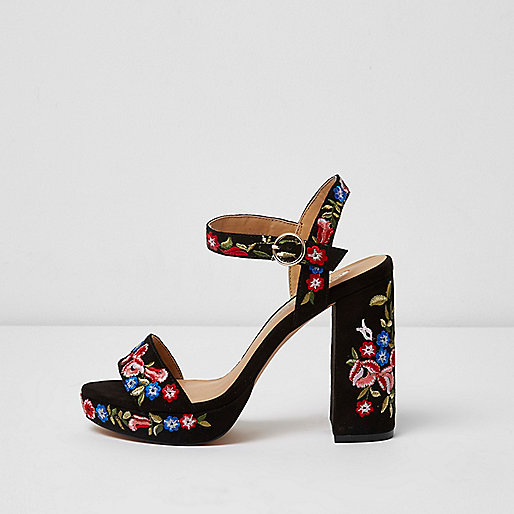 jacques-vertuk Black floral wide fit platform sandals 698917 women Shoes / Boots