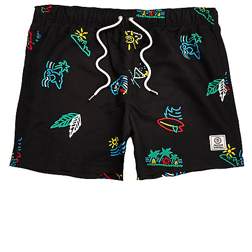 jacques-vertuk Black Franklin & Marshall print swim trunks 301127 men Shorts Swim Shorts