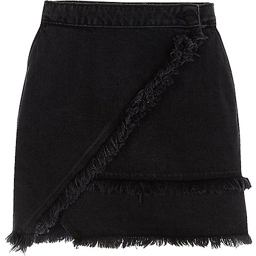 river island coats sale,jacques-vertuk Stores Black frayed trim denim mini skirt women 708680