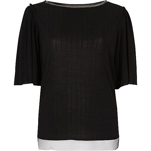 river island sequin shift dress,jacques-vertuk Womens Wear Black frill contrast hem top T-Shirts & Tanks Sale women