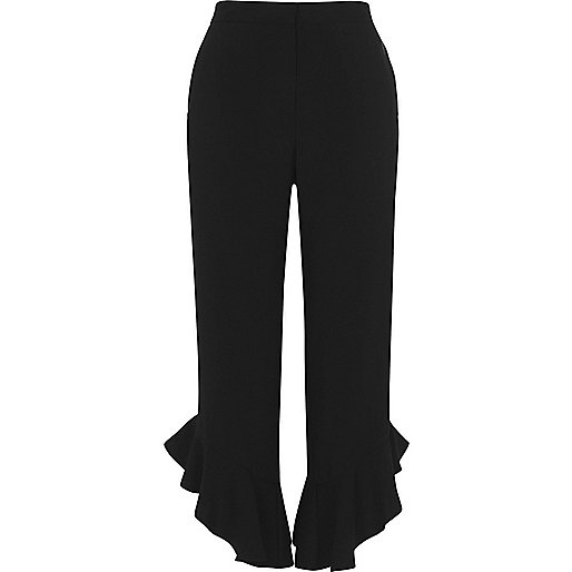 river island sale sandals,jacques-vertuk London Black frill hem cropped straight leg pants women 704745