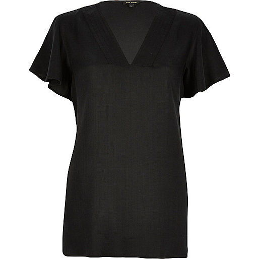 jacques-vertuk Black frill sleeve top 680310 women Tops