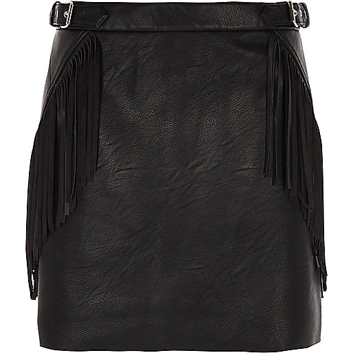 river island sale bags,jacques-vertuk Online Black fringed buckle faux leather mini skirt women 704808