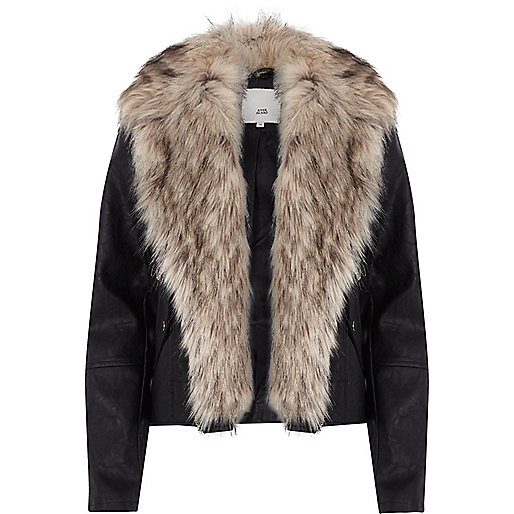 river island jeans for sale,jacques-vertuk Desktop Black fur trim biker jacket Jackets Coats / Jackets women