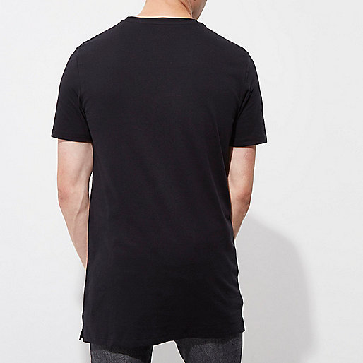 riverislands,jacques-vertuk Uk Jeans Black 'future boroughs' longline T-shirt T-shirts T-Shirts / Tanks men