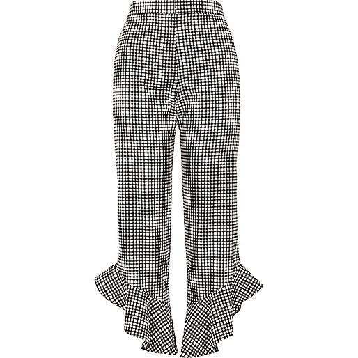 river island ladies blazer,Very jacques-vertuk Dress Black gingham frill hem cropped pants Cropped Pants Pants women