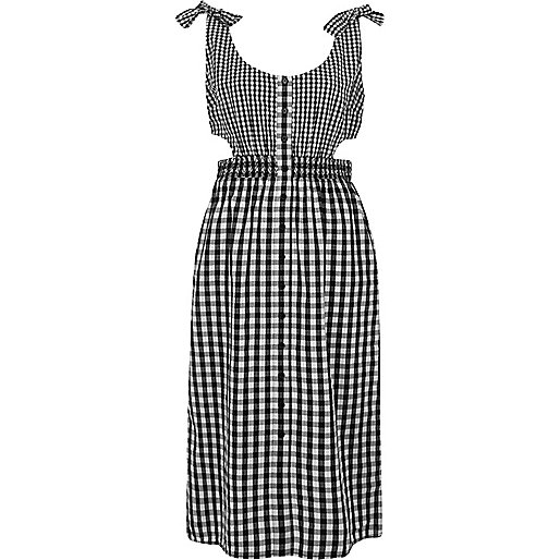 jacques-vertuk Black gingham print button down midi dress 699401 women Dresses