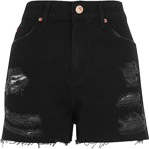 jacques-vertuk Black high waisted frayed denim shorts 696895 women Shorts Denim Shorts