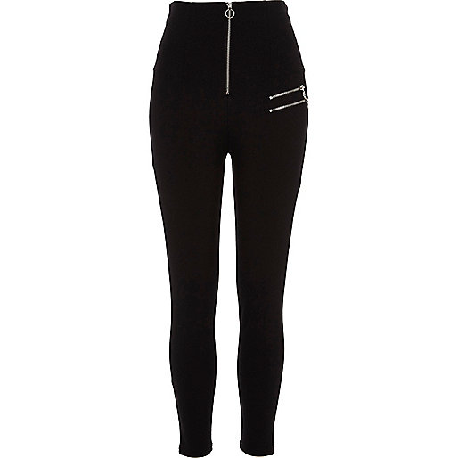 jacques-vertuk Black high waisted zip detail leggings 706876 women Trousers Leggings