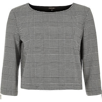 jacques-vertuk Black houndstooth print grazer top 690504 women RI Limited Edition