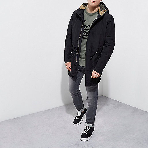 river island metallic jeans,Tiver Usland Black Jack & Jones Vintage parka Coats Coats / Jackets men