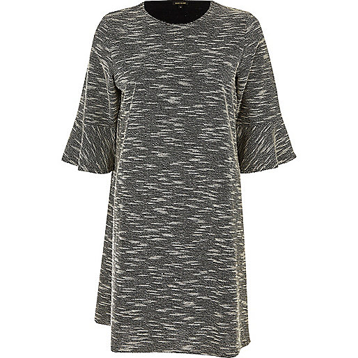 river island clothing brand,jacques-vertuk Eu Black jacquard flute sleeve dress Workwear Sale women