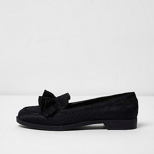 river island flat shoes,jacques-vertuk UK Sale Black jacquard ruffle loafers women 704098