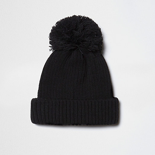 jacques-vertuk Black knit bobble hat 300041 men Accessories Hats