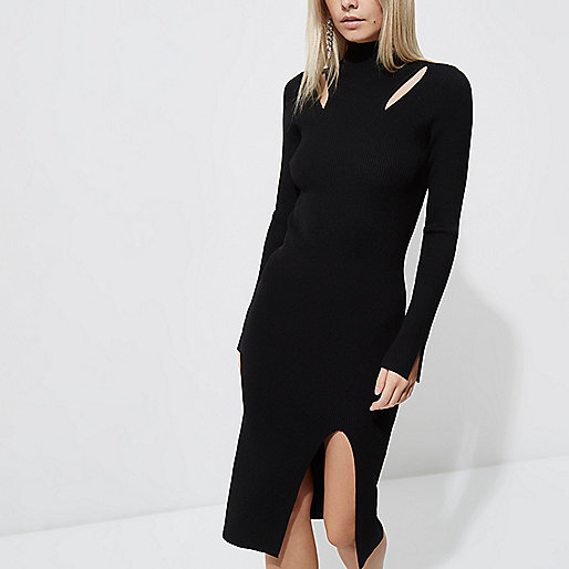 river island gucci bag,jacques-vertuk South Africa Black knit cut out turtle neck bodycon dress women 705657